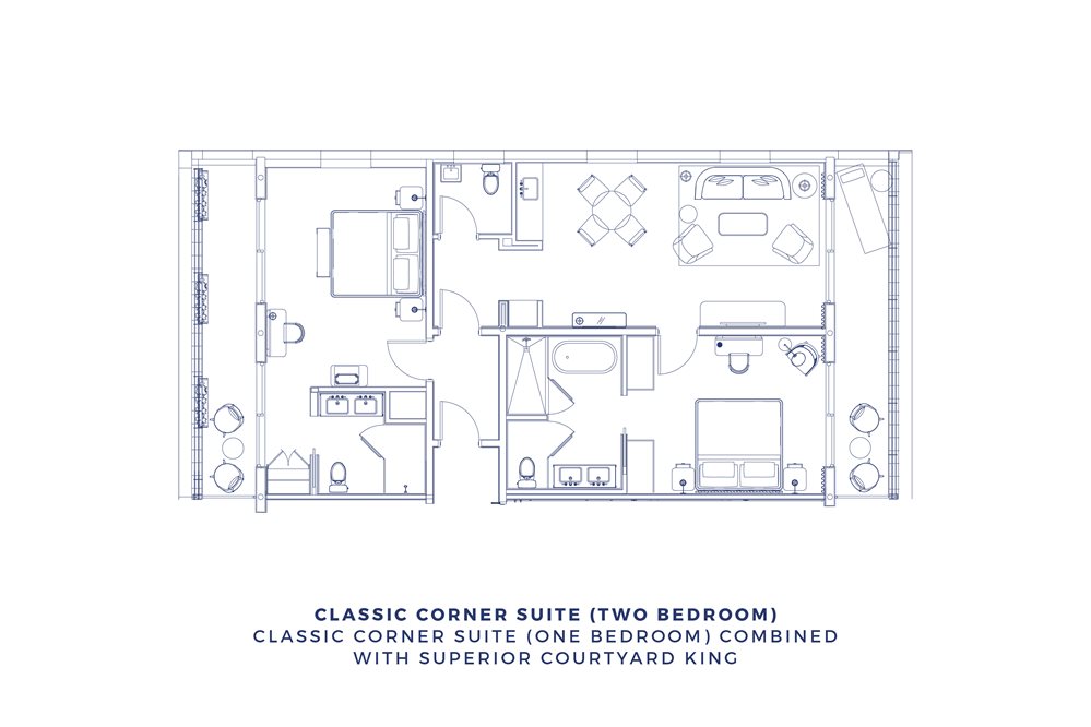classic corner suite two bedroom floor plan