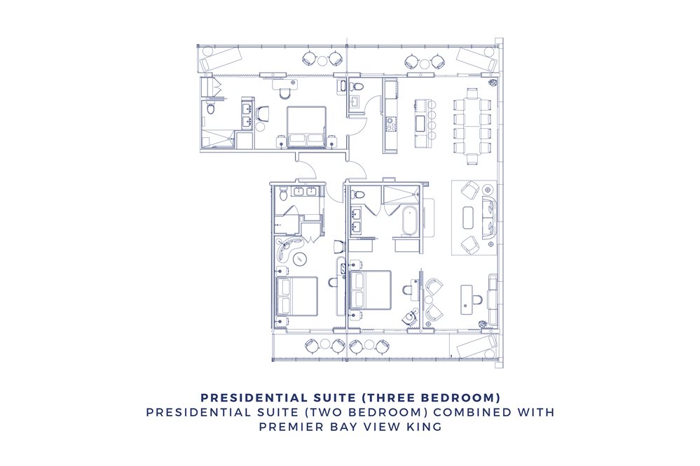 presidential suite three bedroom floor plan